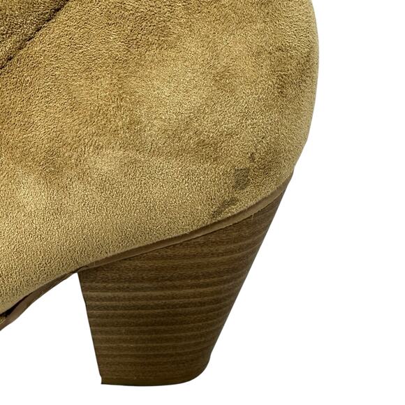 Slouchy Ankle Boots Womens SZ 7 Tan Faux Suede Boho Western Coquette Festival - Picture 10 of 13
